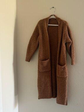 SKIMS Long Open-Front Teddy Cardigan - Brown